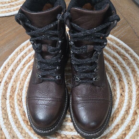 Frye Samantha Hiker, Combat Mid Calf, Brown Lace Ups, Size 7.5B - Picture 3 of 9